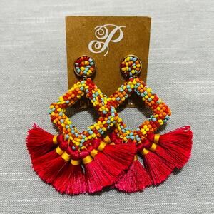 New Plunder “Sam” Bright Beaded Tassel Earrings
